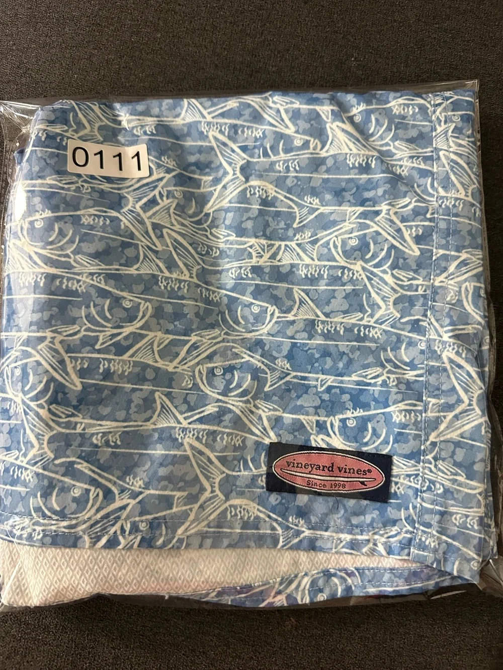 Vineyard Vines Chappy Board Shorts Fish Print Blue Size 30